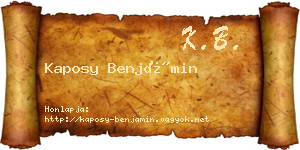 Kaposy Benjámin névjegykártya
